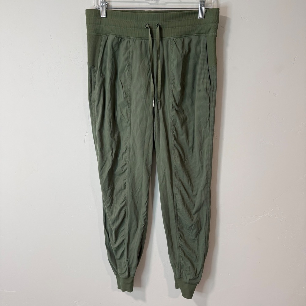 Lululemon Womens Beyond the Studio Jogger 8 Green Swift Pinstripe Pant‎